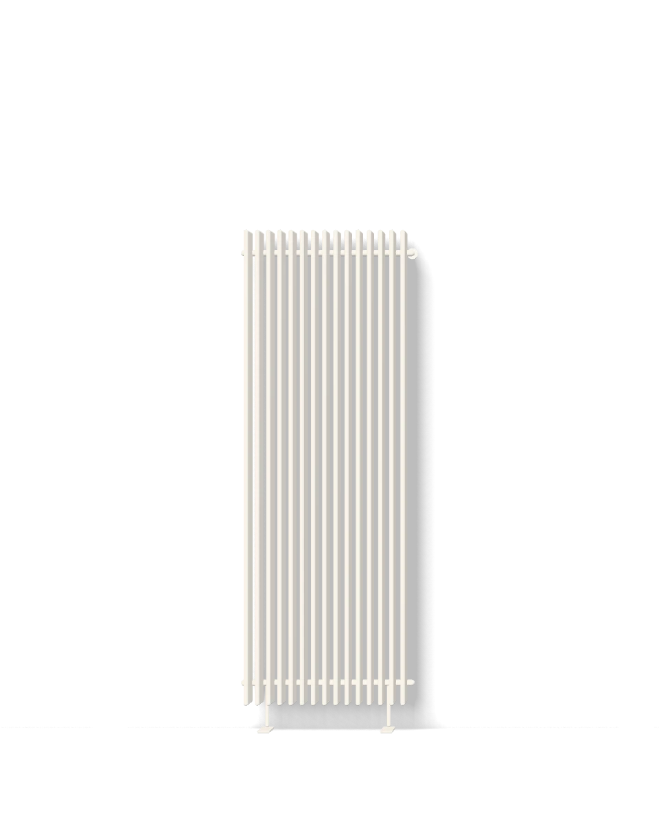 Render: tall chalk-white panel on an oxblood wall