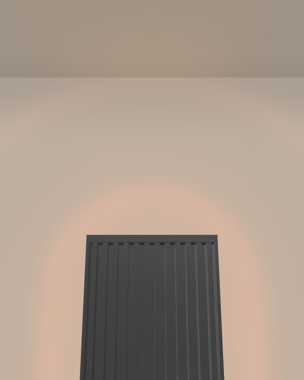 The plain wall above a panel, with nothing running across it.